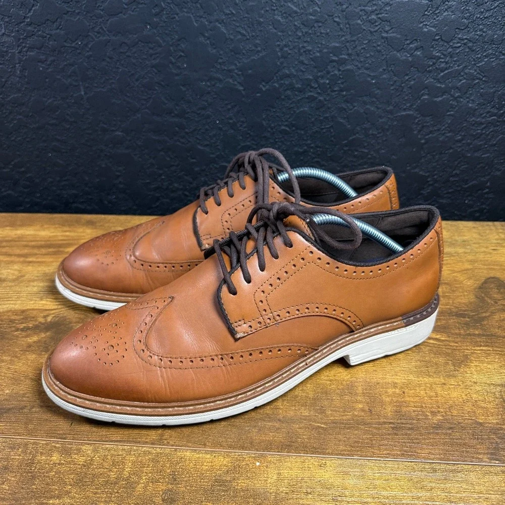 Cole Haan Grand 360 C34120 British Tan Leather Wingtip Oxford Shoes Mens 10M